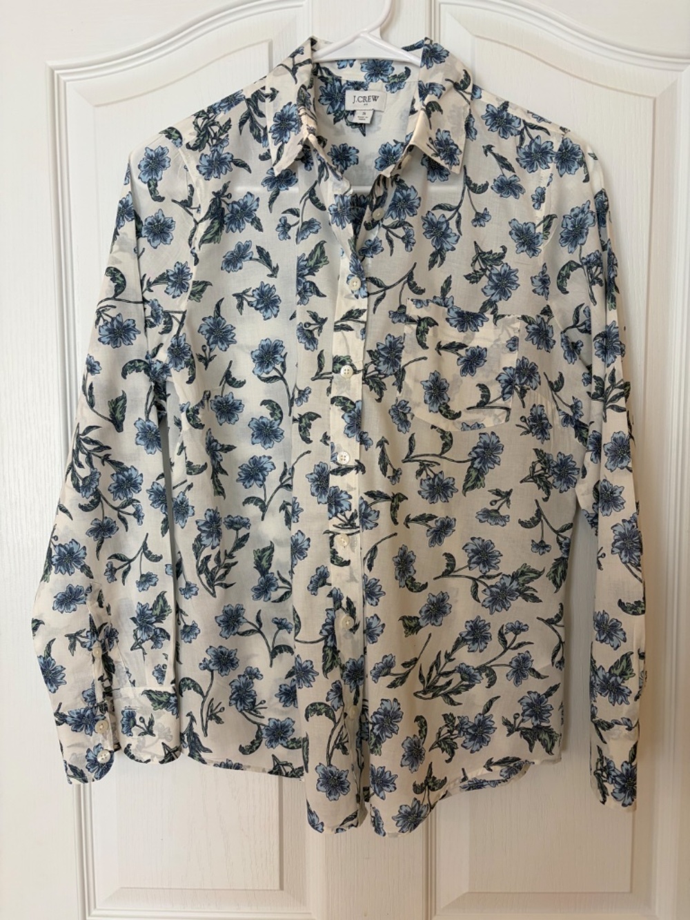 J.Crew Factory 100% Cotton Button Down Shirt - Blue Floral Print, S
